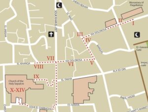 Cuanta distancia camino jesús  cargando la cruz