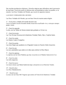 Oración de las 12 verdades del mundo