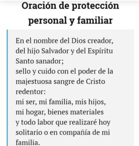 Oración de protección personal y familiar