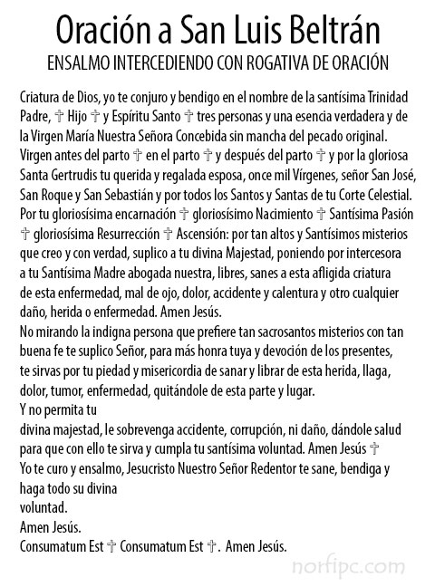 Oración san luis beltran cura todo mal 》 - La Luz de la Religión
