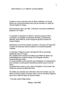 Peticiones a la virgen maría por la familia