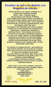 Oración mal de ojo san Luis beltran