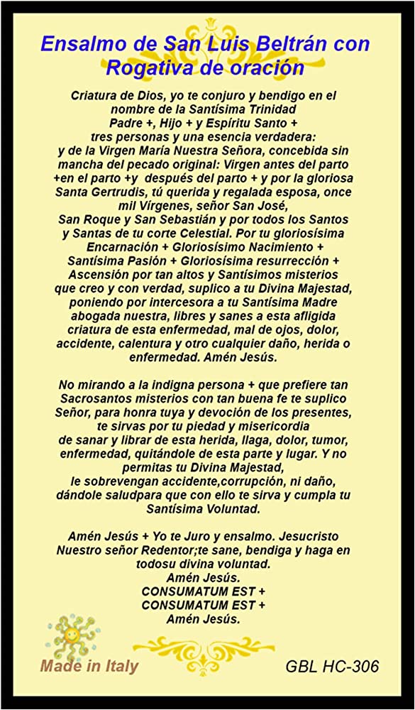 Oración mal de ojo san Luis beltran 》 - La Luz de la Religión